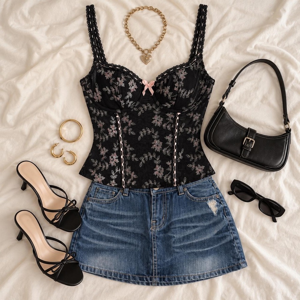 black floral corset  Spencer corset top size 34b